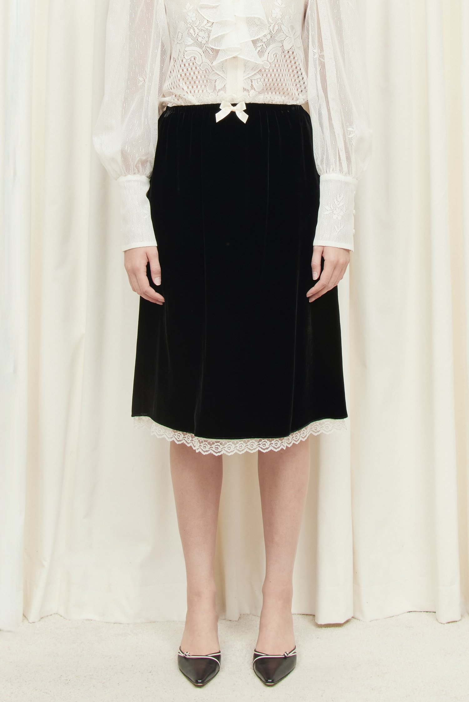 Celerie Lace Trim Velvet Slip Skirt &amp;mdash; Tanner Fletcher