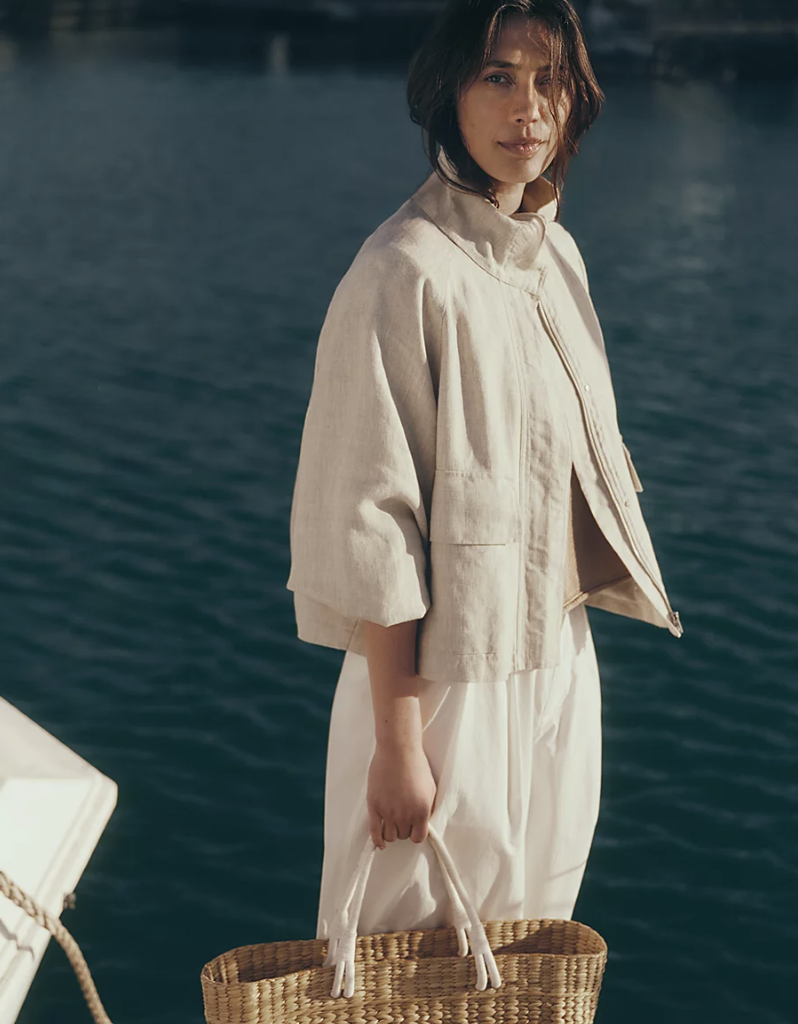 thewhitecompany, Linen Funnel Neck Jacket