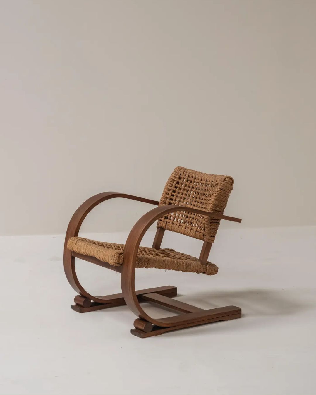 Mid-Century Rope Chair by Audoux &amp;amp; Minet, France, 1950s.