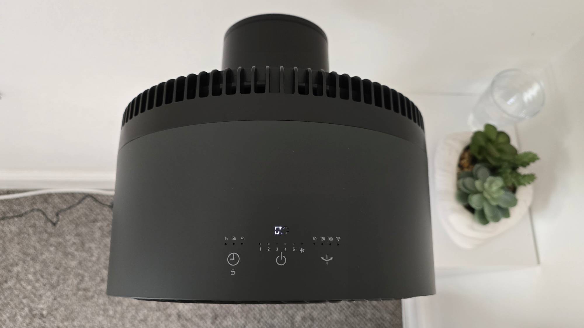Dimplex DuoCool Smart Cordless 2-in-1 Fan birds eye view of onboard buttons
