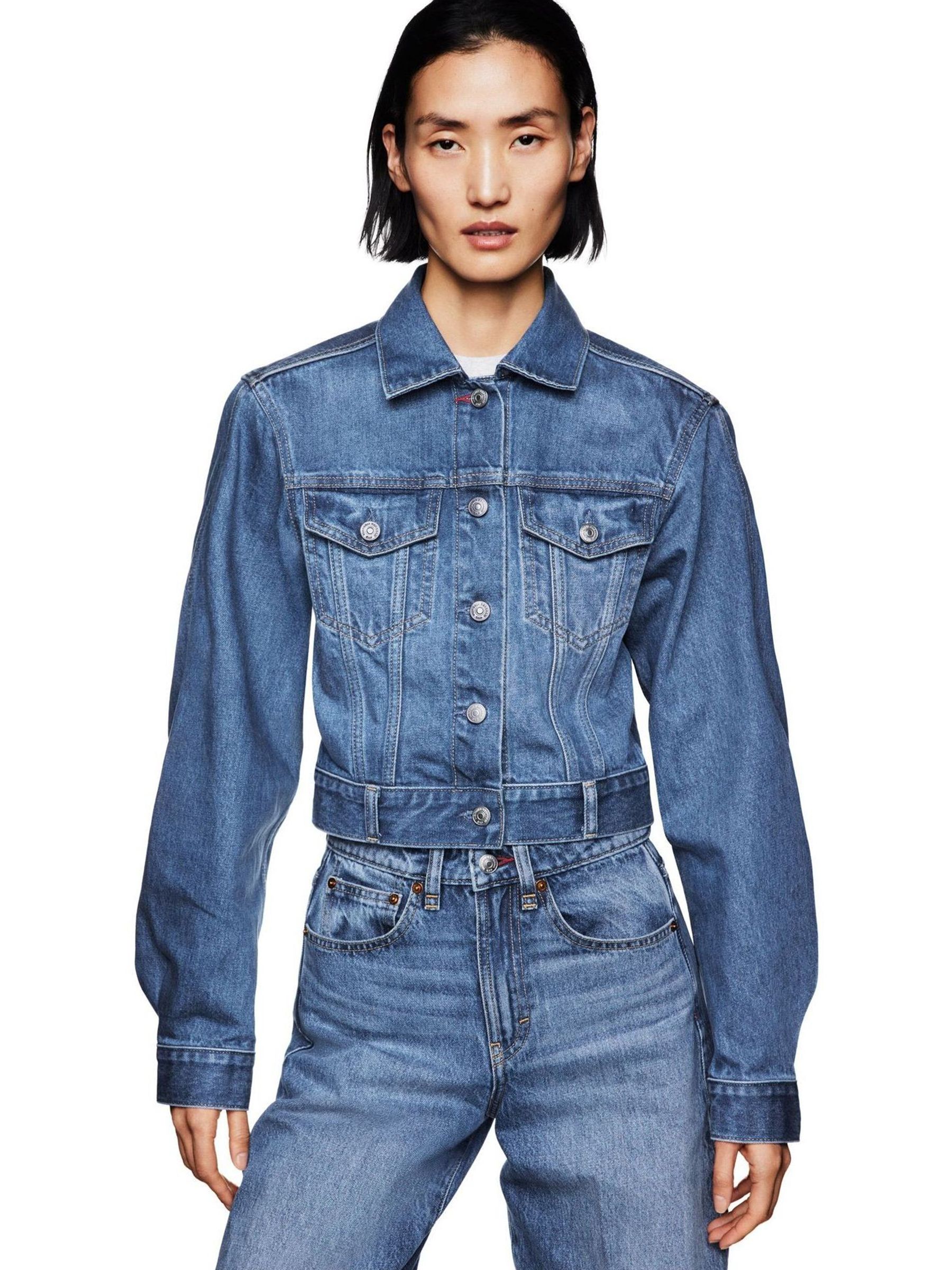 Gap X Victoria Beckham Mid Wash Blue Relaxed Crop Denim Jacket
