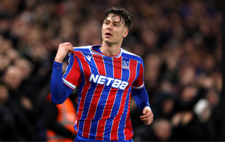 Jorgen Strand Larsen of Crystal Palace celebrates scoring his team's first goal during the Premier League match between Crystal Palace and Burnley at Selhurst Park on February 11, 2026 in London, England.