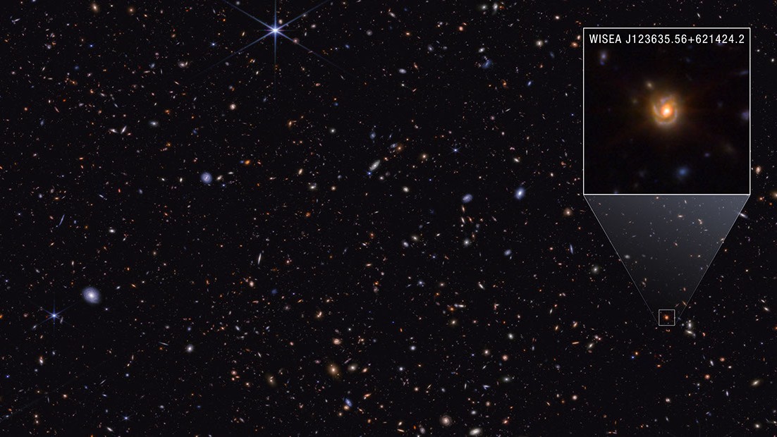 Webb&rsquo;s image of spiral galaxy Saguaro, revealing a bright red core linked to mysterious Little Red Dots.