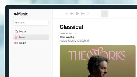 A close up of the new web version of Apple Music Classical 