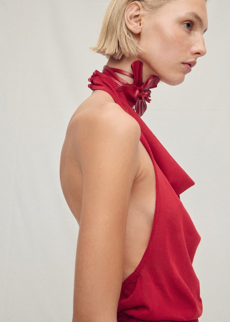 MANGO, Draped Knitted Top With Open Back - Women | Mango United Kingdom