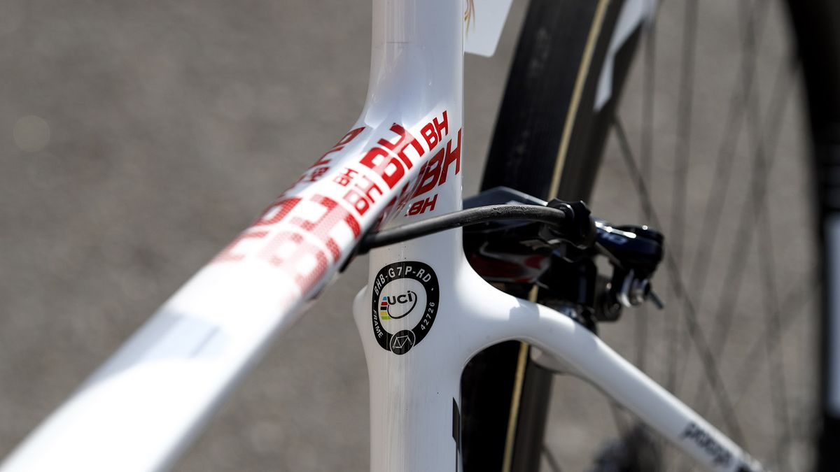 The carbon frame features full internal cable routing
