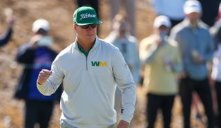 Charley Hoffman fist pumps after an eagle putt