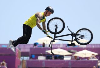 TOKYO JAPAN AUGUST 01 Logan Martin of Team Australia performs a trick during the Mens Park Final run 2 of the BMX Freestyle on day nine of the Tokyo 2020 Olympic Games at Ariake Urban Sports Park on August 01 2021 in Tokyo Japan Photo by Ezra ShawGetty Images