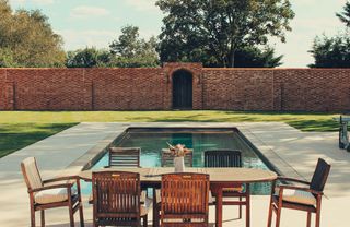 walled garden around swimming pool