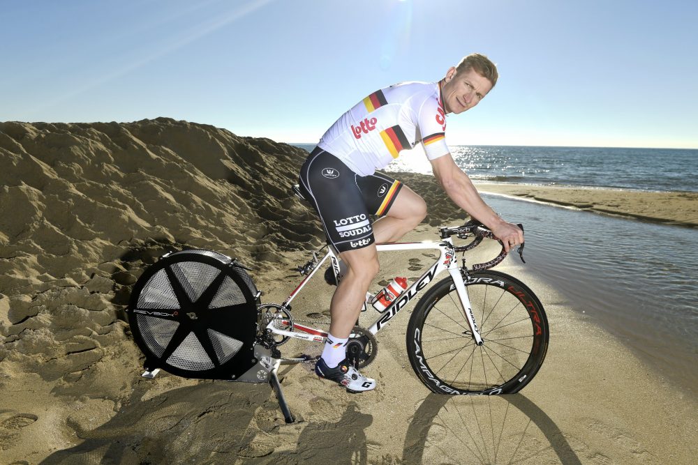 Andre Greipel at a Lotto-Soudal training camp in 2017