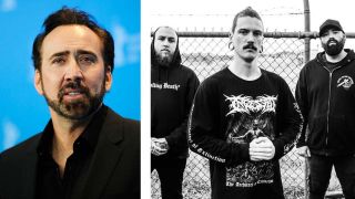 A composite photo of actor Nicolas Cage and Australian band Nicolas Cage Fighter