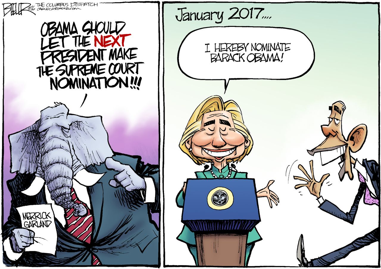 Obama Cartoon U.S. HIllary Clinton Obama SCOTUS