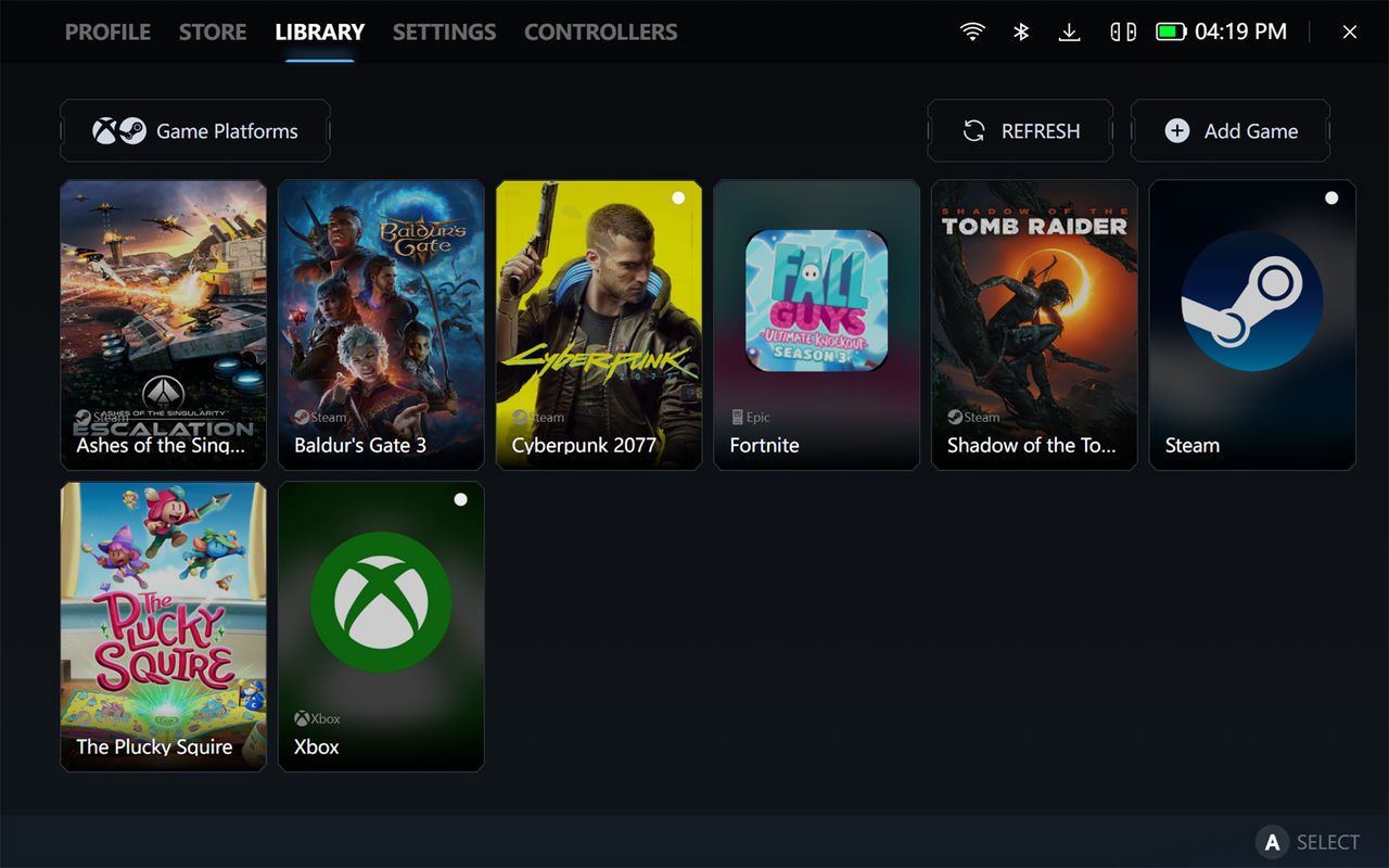 A screenshot of the Legion Space program showing the game launcher menu.