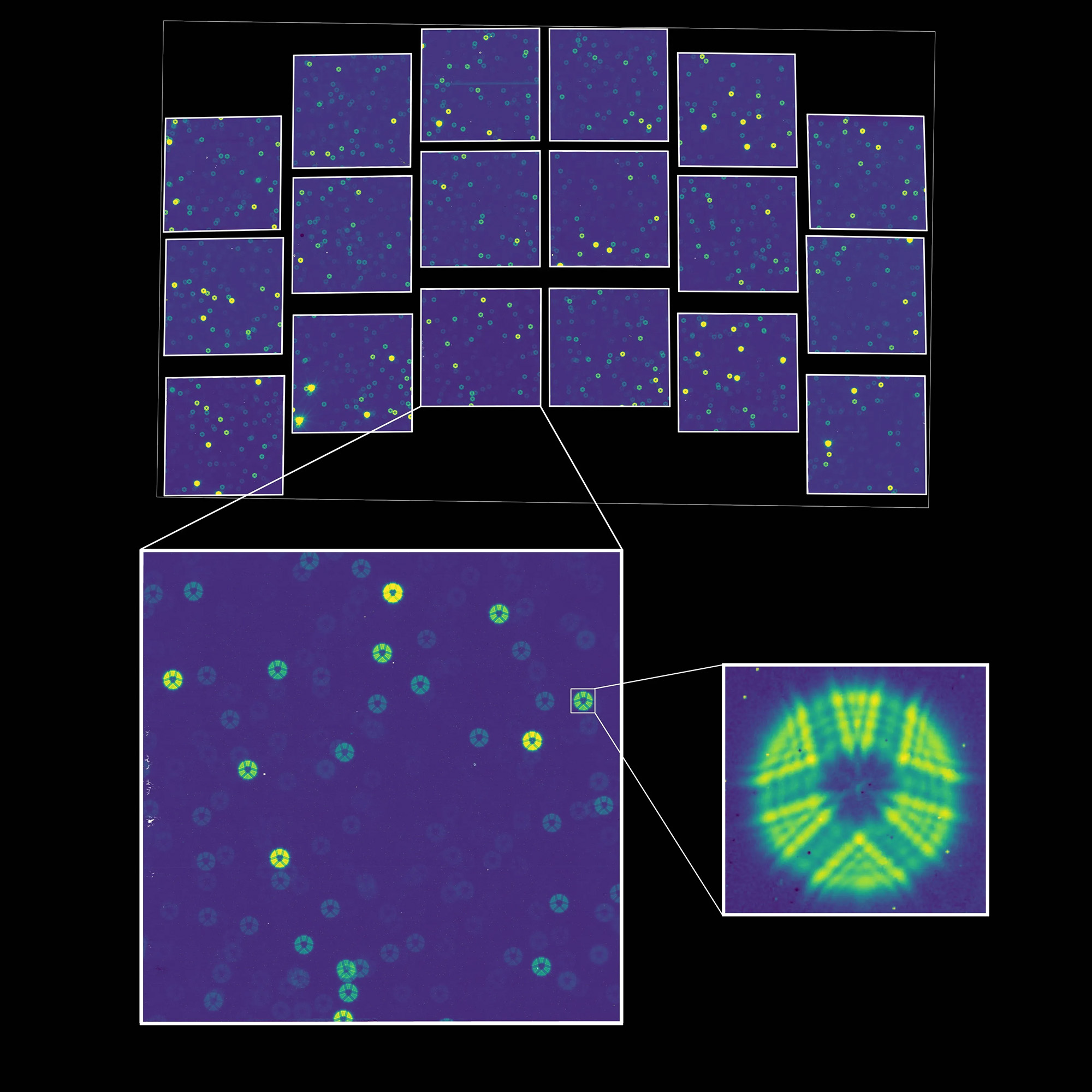 A series of boxes showing deep space images against a black background