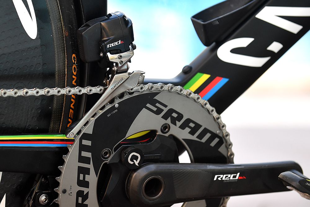 SRAM supplies the drive train on Tony Martin's Canyon Speedmax CF SLX time trial bike