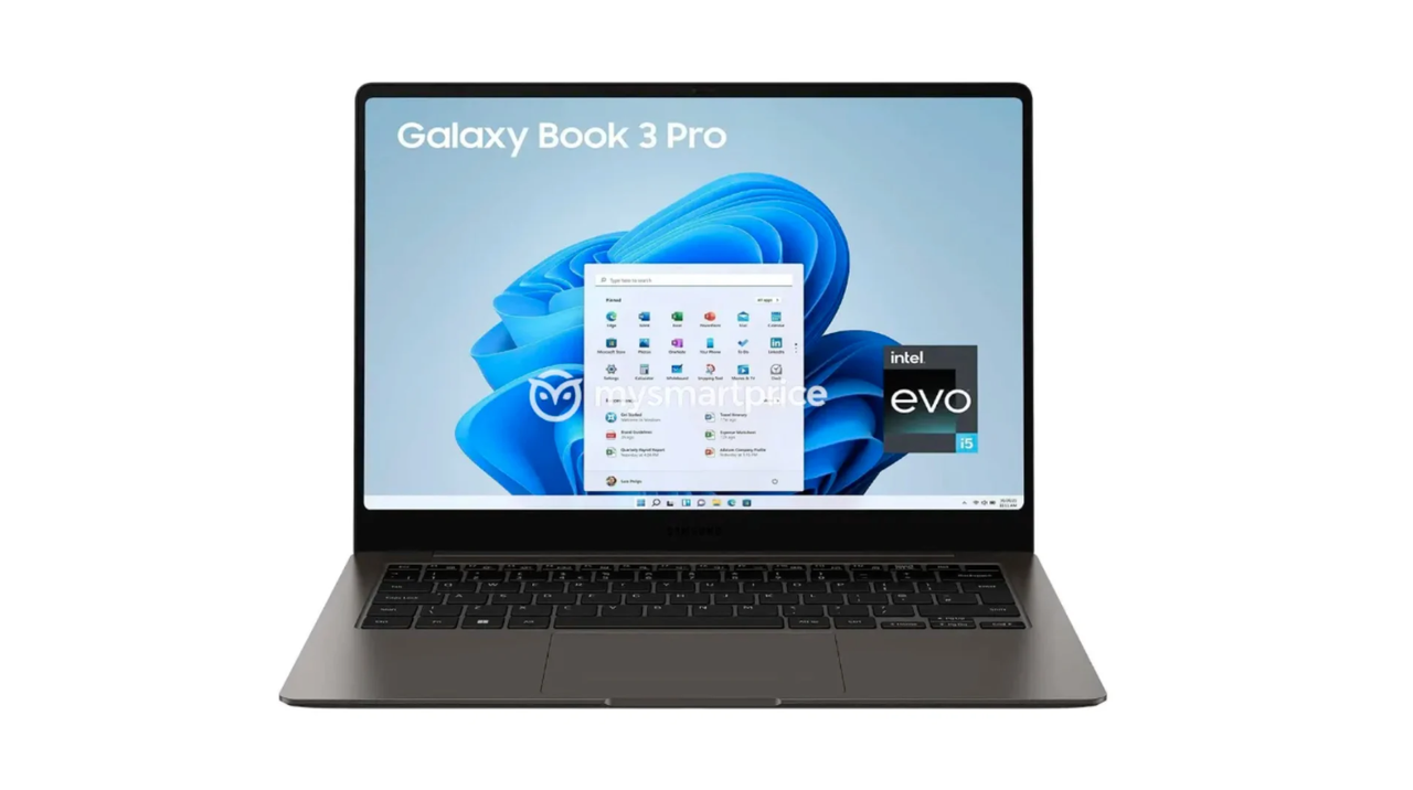 Image of the leaked design of the Samsung Galaxy Book 3 Pro laptop