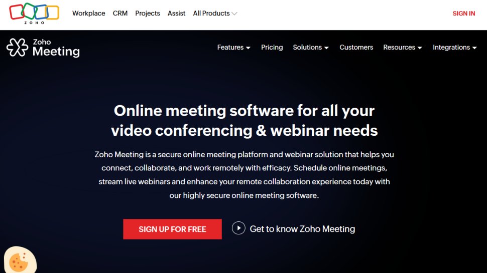 Zoho Meeting website screenshot (November 2025).