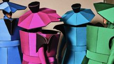Moka coffee pots costumes at the winter olympics opening ceremony