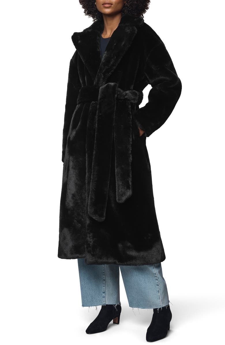 Lucia Tie Waist Faux Fur Coat