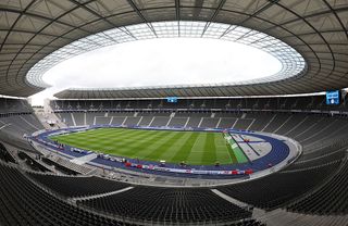 A general view of the stadium ahead of the Bundesliga match between Hertha BSC Berlin and Arminia Bielefeld at the Olympic stadium on August 23, 2008 in Berlin, Germany.