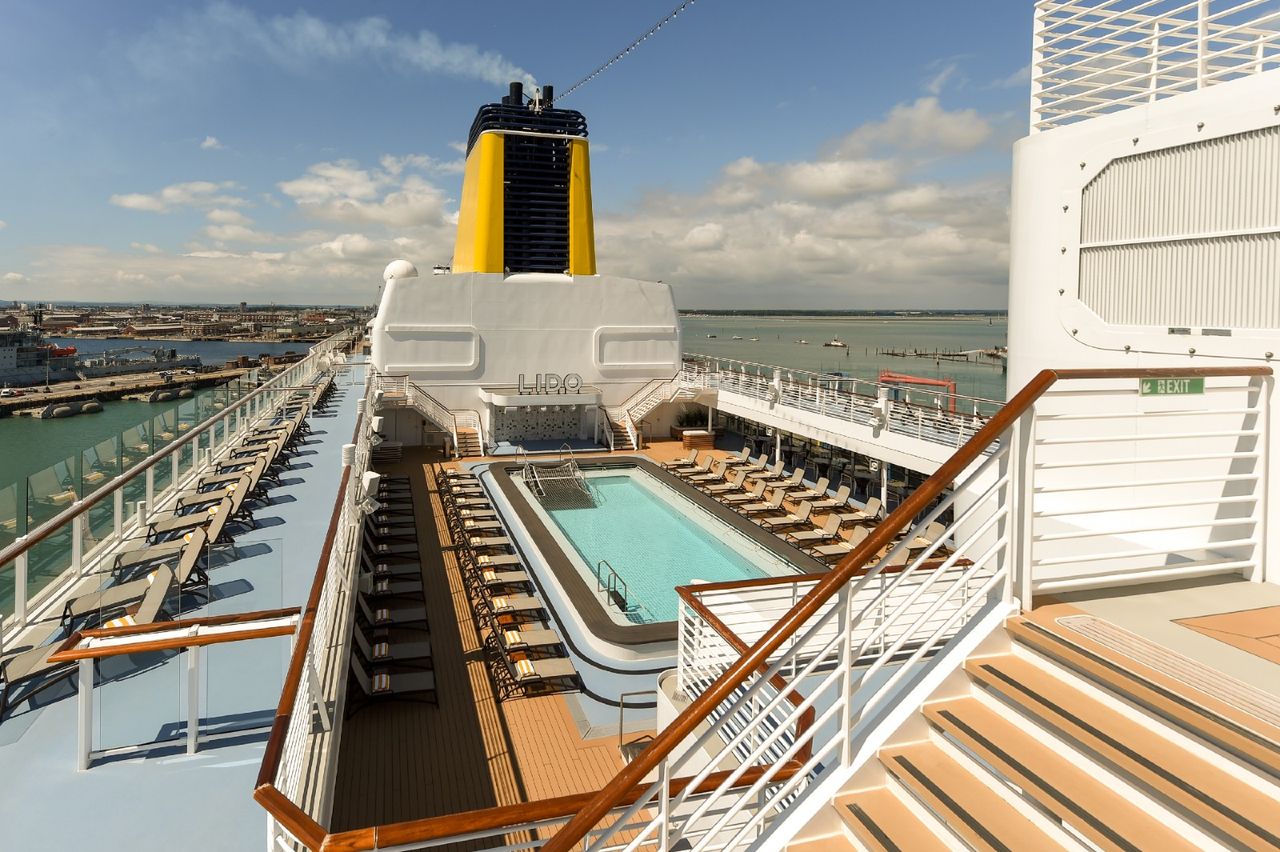 swimming pool on an ocean cruise ship