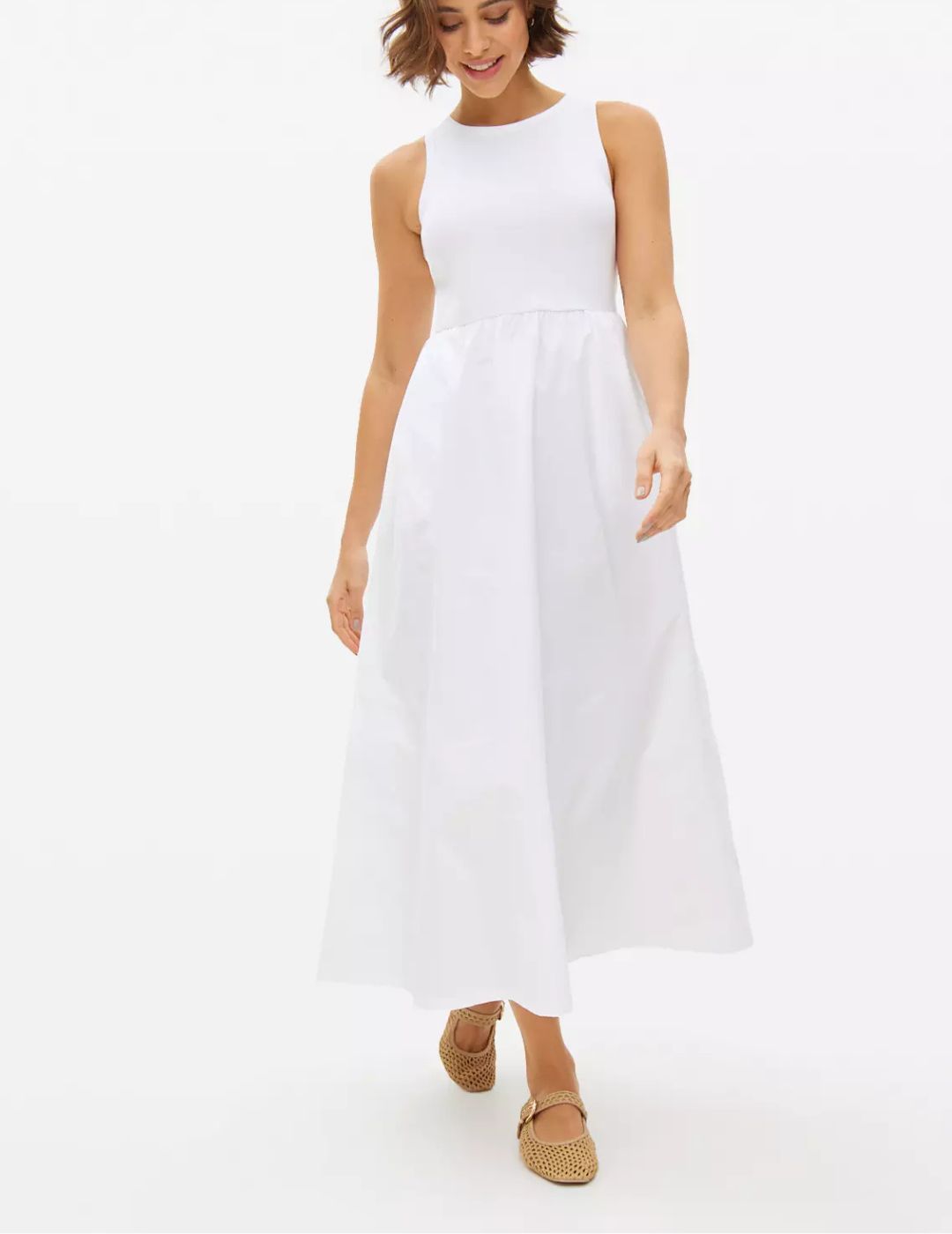 TU at Sainsburys , White Combined Poplin Midaxi Dress