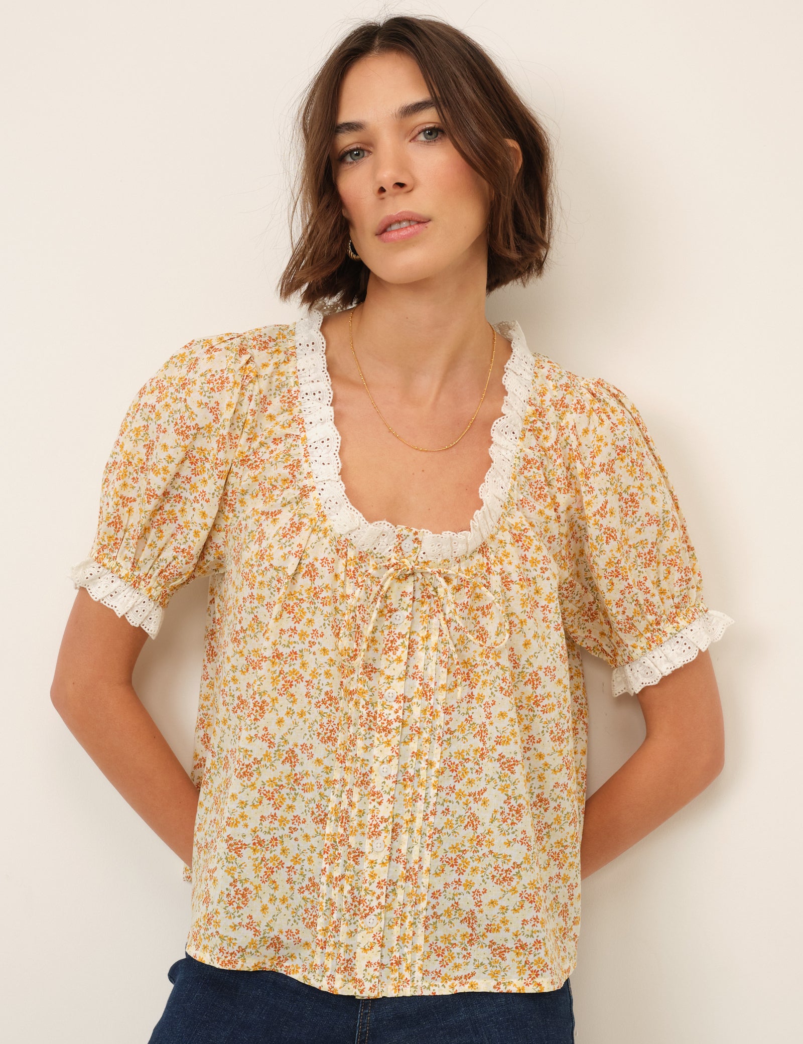 Yellow Ditsy Floral Blouse
