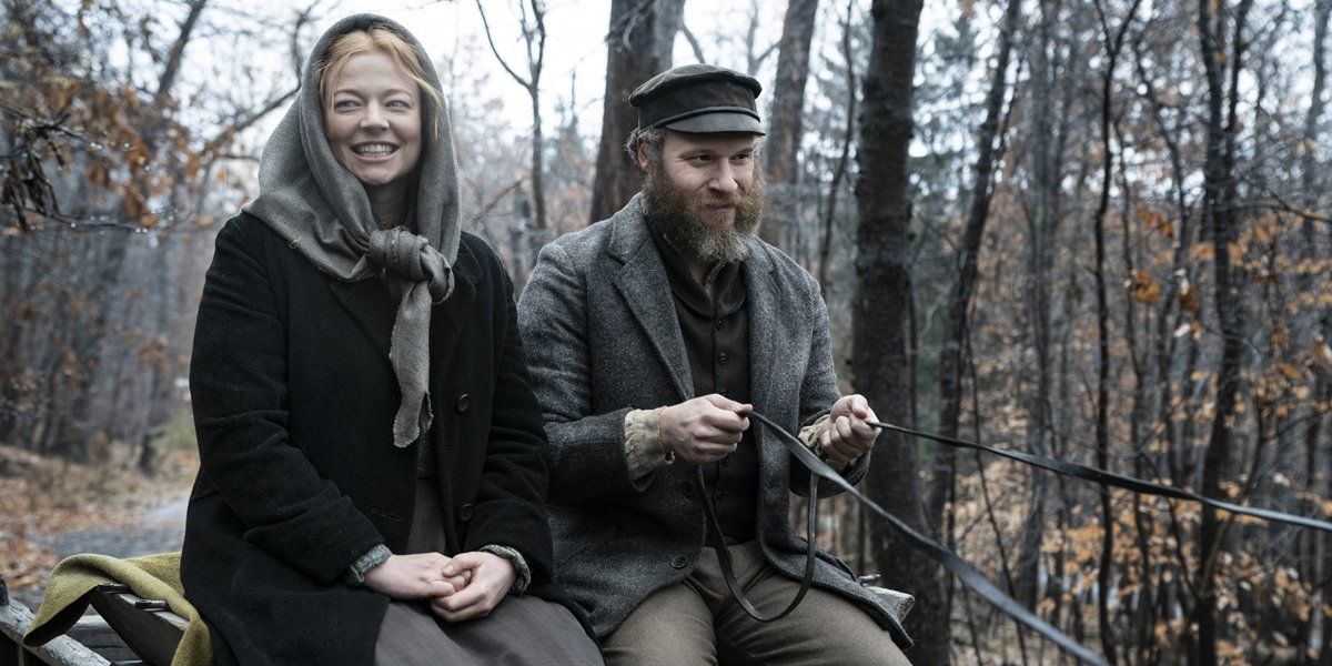 Sarah Snook and Seth Rogen in An American Pickle