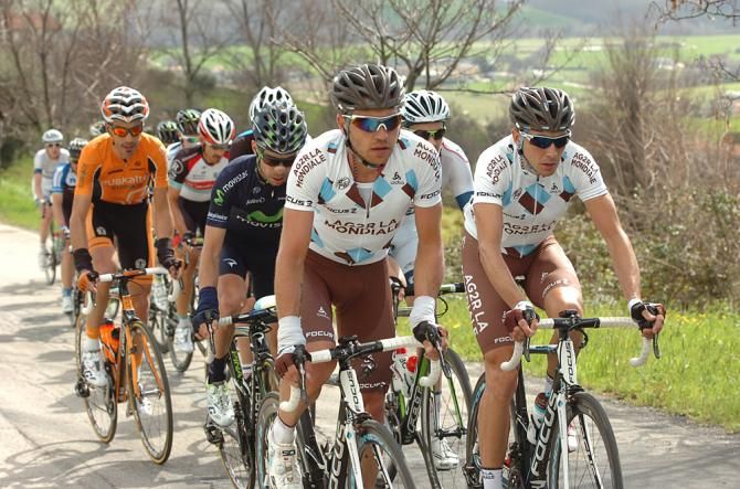 The 16-man breakaway is driven by AG2R