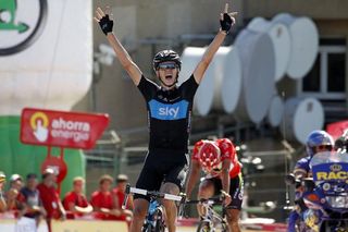Christopher Froome (Sky) celebrates his Vuelta stage victory