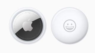 Back and front of an Apple AirTag