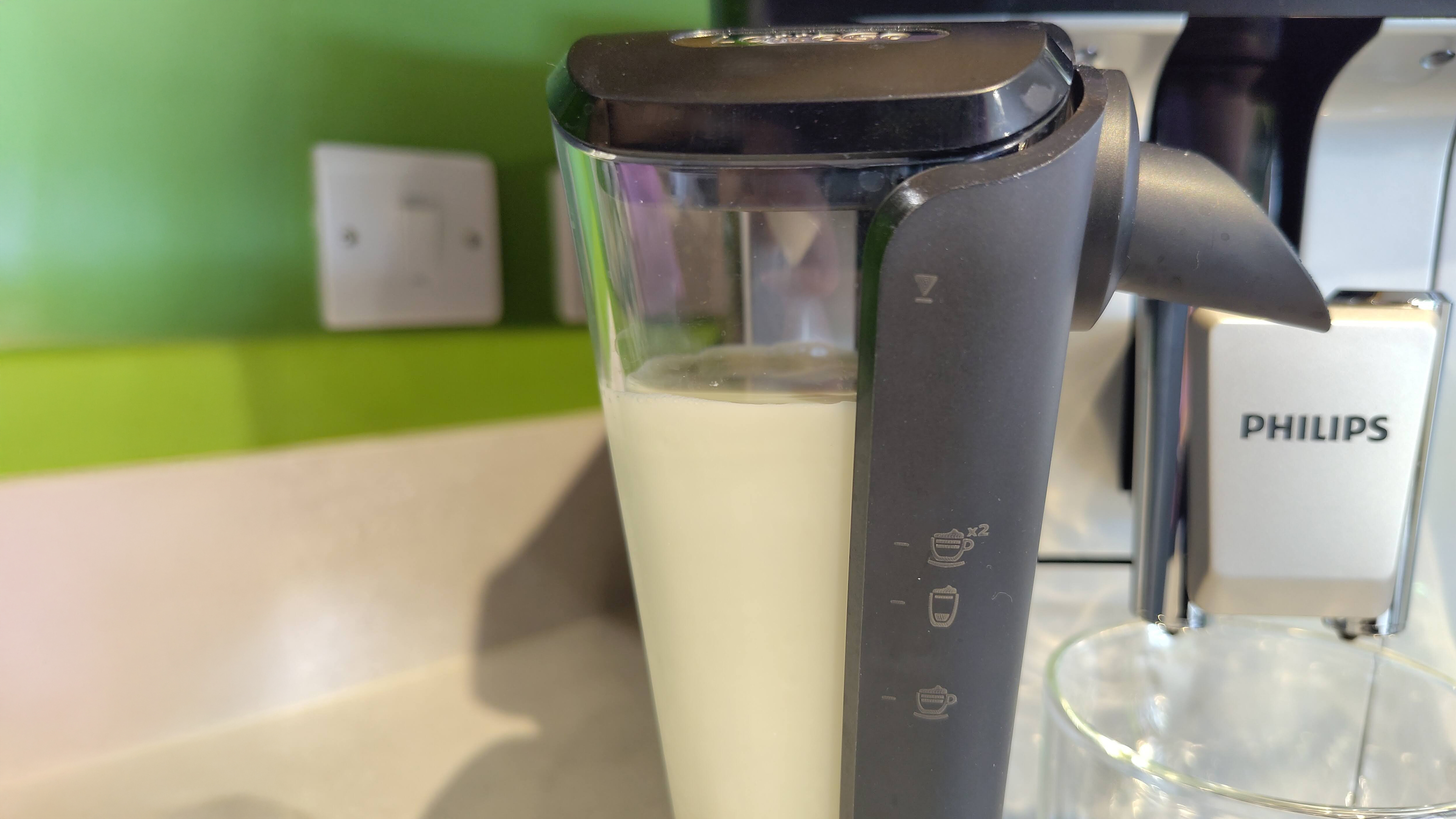Milk carafe attached to Philips LatteGo 5500 Series
