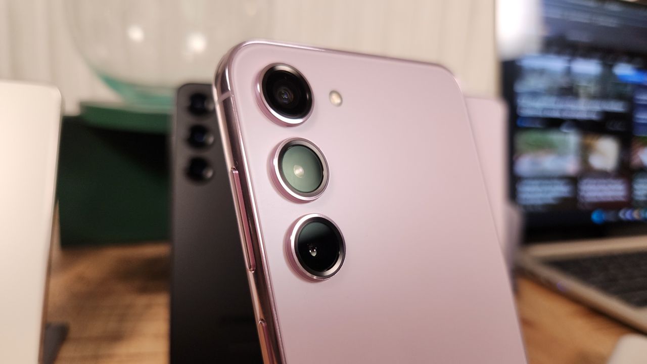 Close-up of the Samsung Galaxy S23+ camera sensors