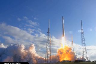 A SpaceX Falcon 9 rocket launches the GovSat-1 communications satellite from Space Launch Complex 40 at the Cape Canaveral Air Force Station in Florida on Jan. 31, 2018.
