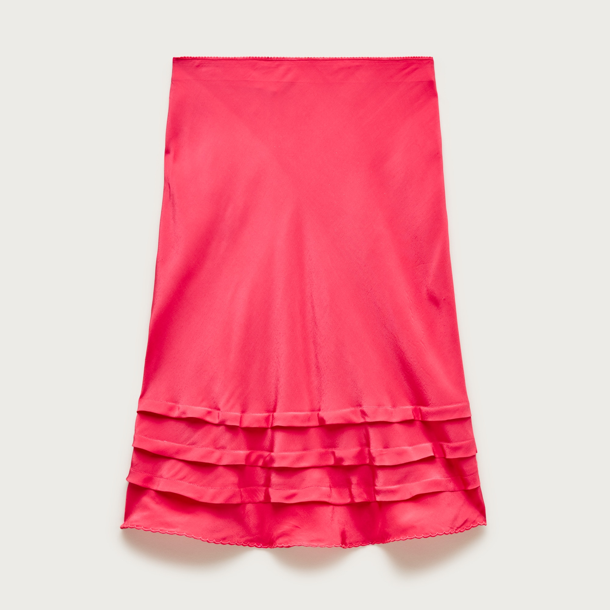 Ruffle-Trim Slip Skirt in Crepe De Chine