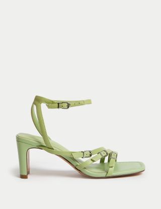 M&S Collection, Leather Buckle Strappy Block Heel Sandals