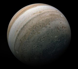 NASA's Juno spacecraft captured this view of Jupiter's southern hemisphere on Feb. 17, 2020. Jupiter has a hydrogen-rich atmosphere and, while researchers don't think there's life on Jupiter, a new study shows that life can survive in a pure hydrogen environment. 