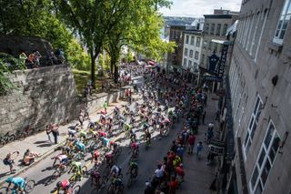 The peloton tackles one of the climbs in Old Quebec City during this year's WorldTour race.