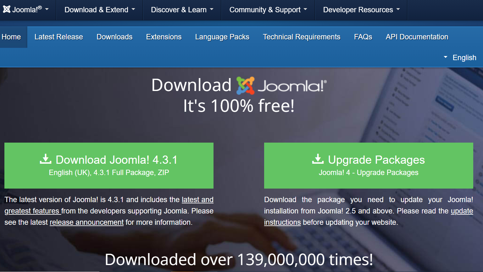 Joomla download page