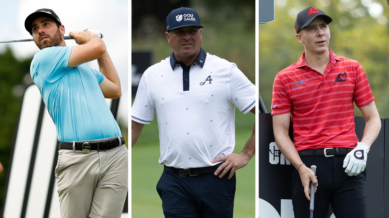 Matthew Wolff, Pat Perez and Carlos Ortiz during the 2023 LIV Golf League season