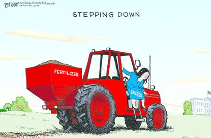 Political Cartoon U.S. Sarah Huckabee Sanders Resignation Fertilizer