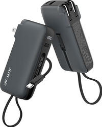 Joyfar Portable charger with USB-C cable and built-in wall plug