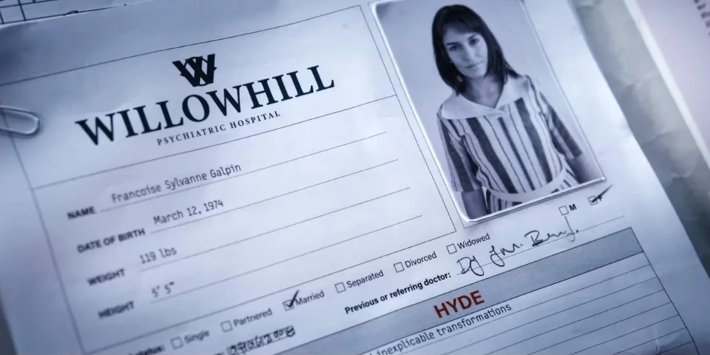 A patient file for Francoise Galpin, identifying her as a Hyde