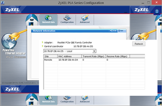 Figure 55 - ZyXEL powerline configuration utility, Network Information tab