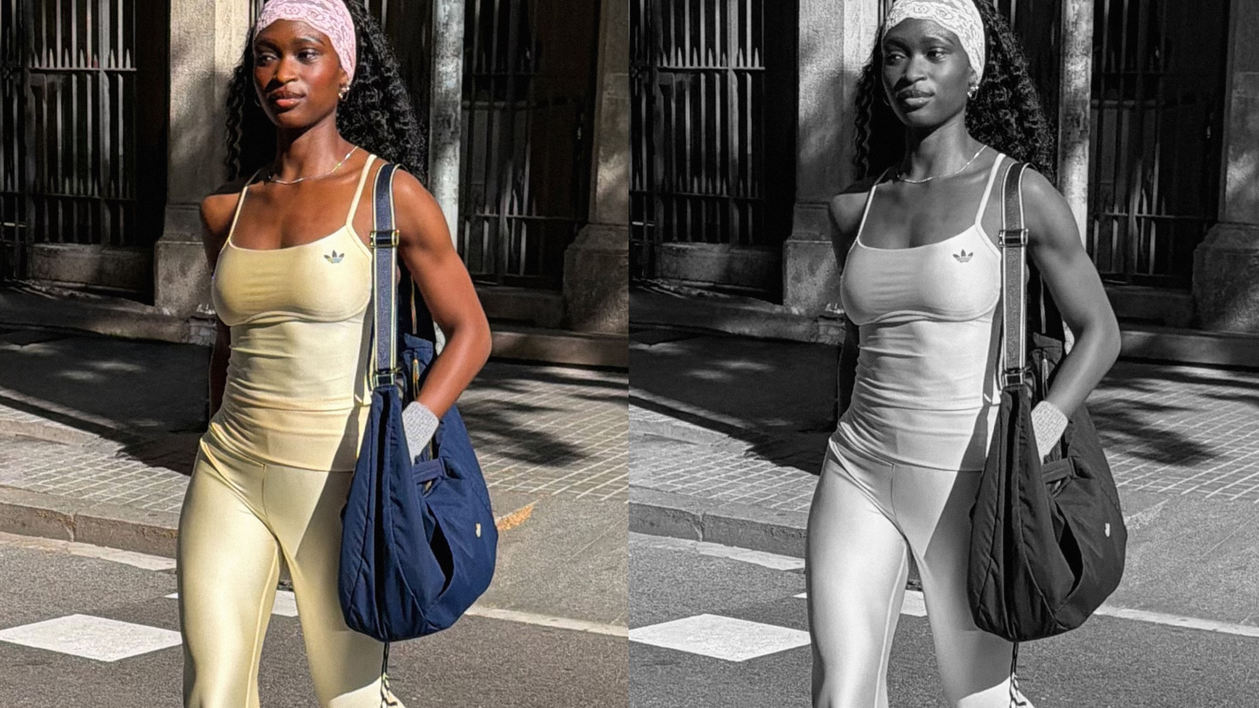 woman wearing adidas originals collection
