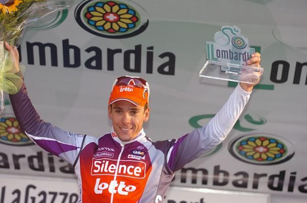 Race winner Philippe Gilbert (Silence-Lotto) on the podium.