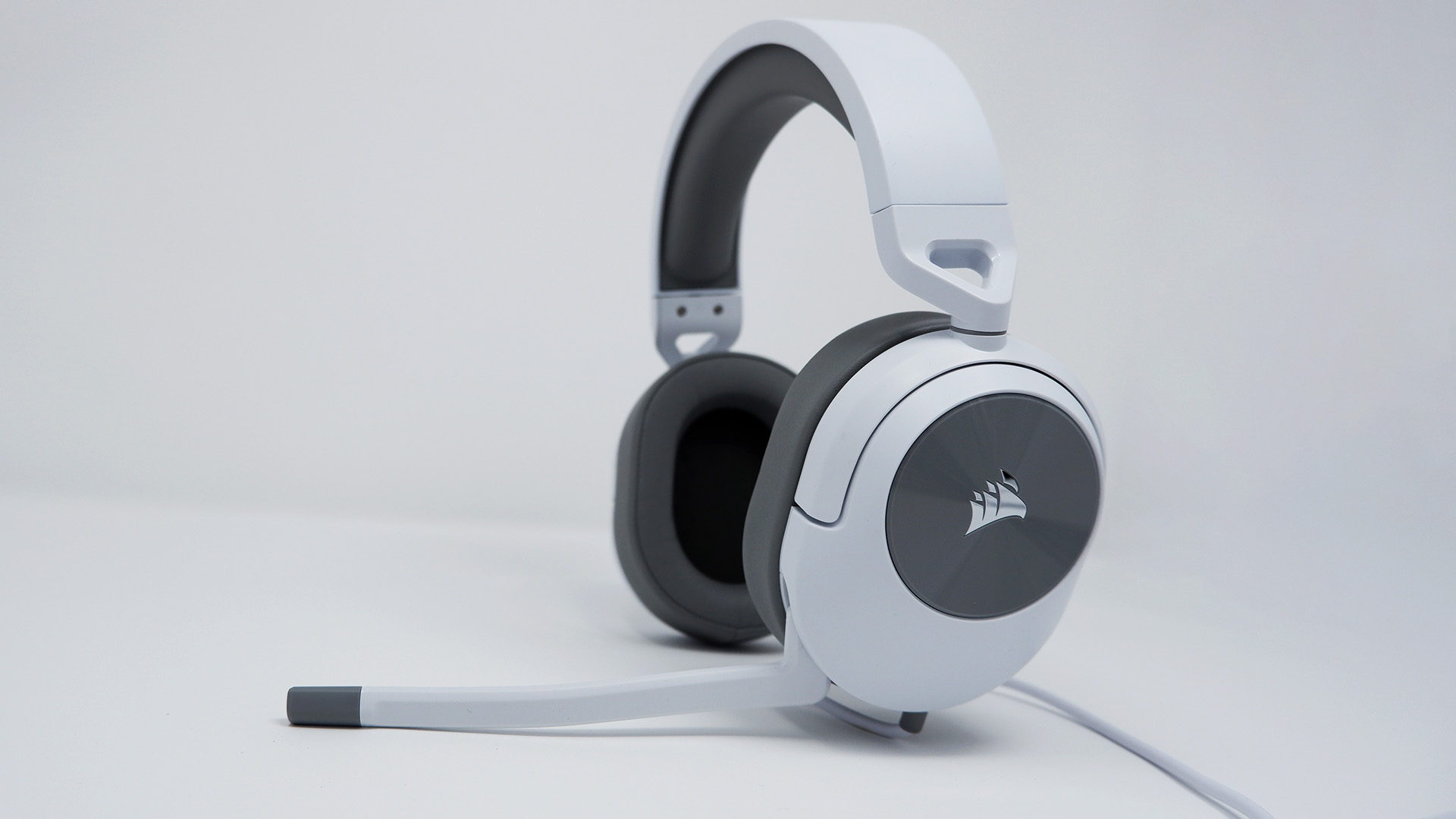 Corsair HS55 Stereo gaming headphones shot on a white background
