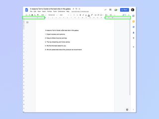 A screenshot showing the steps required to change margins on Google Docs
