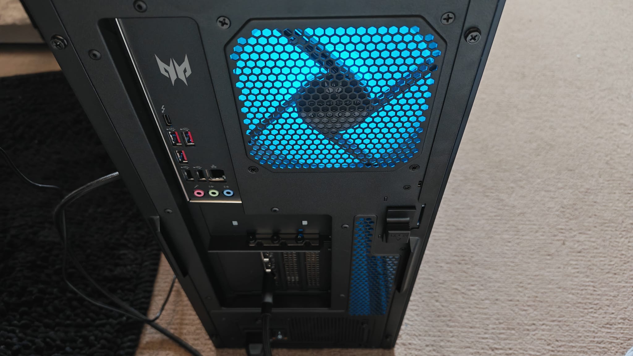 The rear IO of the Acer Predator Orion 7000 (2025)