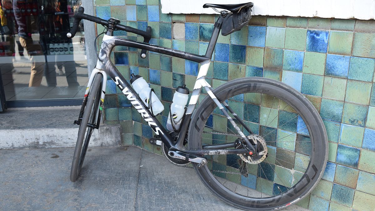 Museeuw had been leading a group of tourists over the Paris-Roubaix cobbles, finishing in the famous velodrome